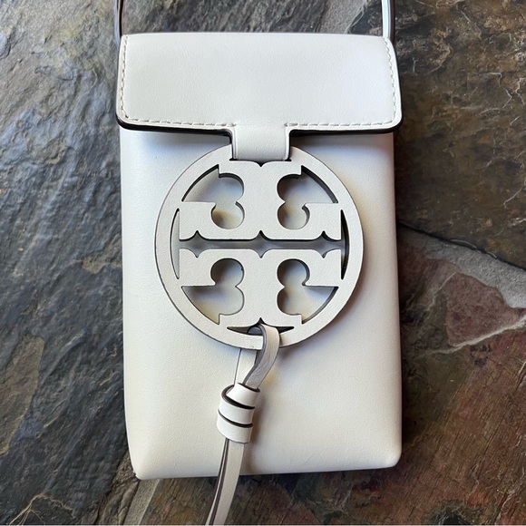 Tory Burch Nano Mini Miller Leather Logo Crossbody Phone Off White Bag